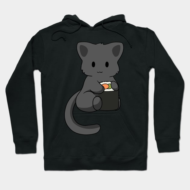 Black Cat with Sushi Roll Hoodie by BiscuitSnack